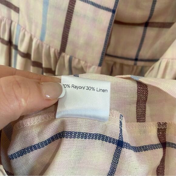 Park & Fifth "Thompson" Mini Baby Doll Dress Striped in Linen Blend Size Large - Picture 12 of 13